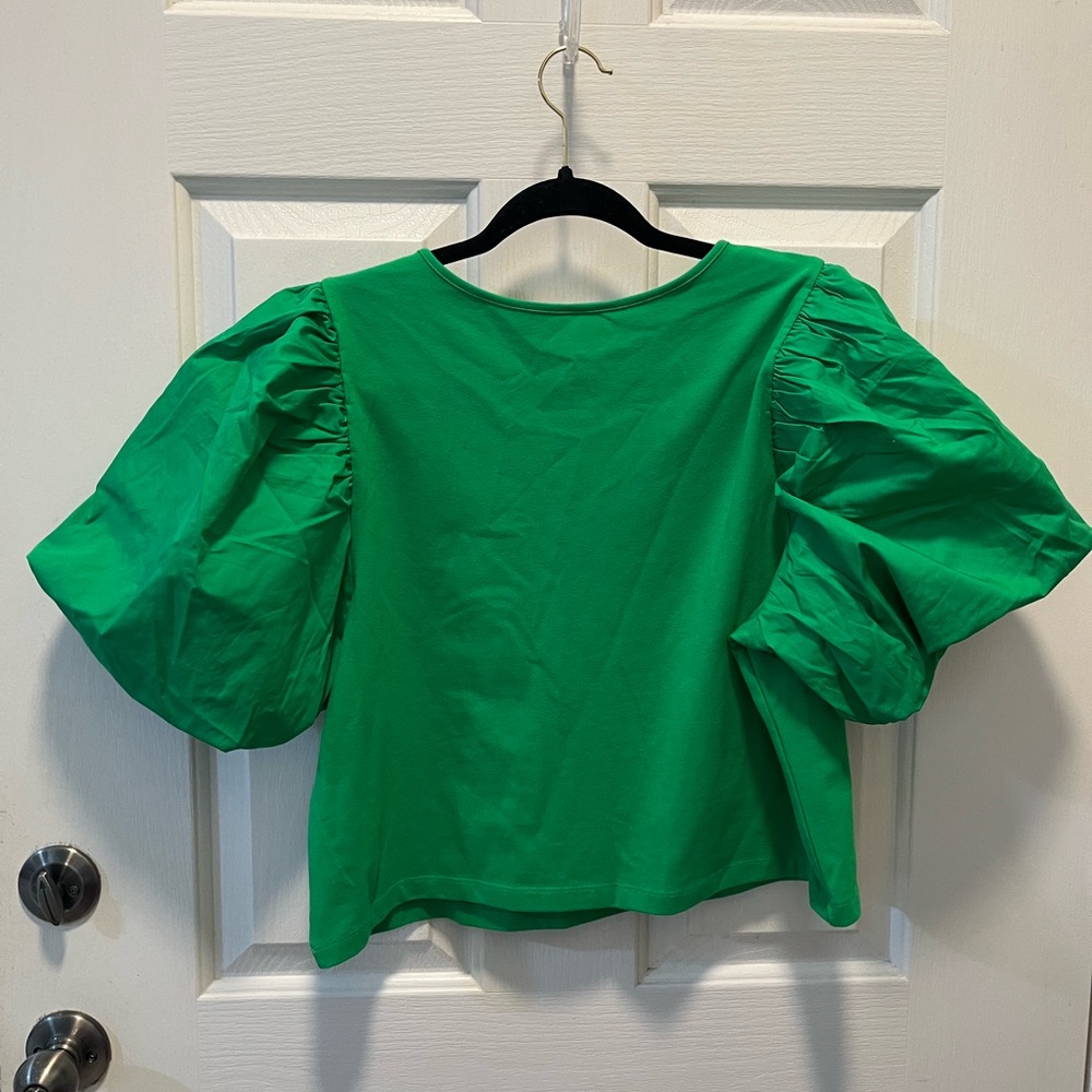 TARGET x A NEW DAY Puff sleeve Green top, size XL